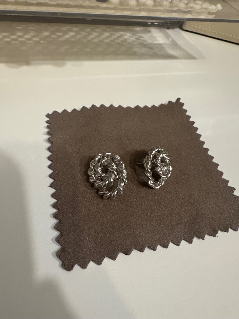 Monet Vintage Silver Twisted Knot Stud Earrings